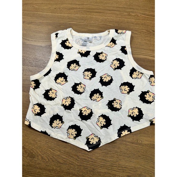 Betty Boop All Over Print Cropped Sleeveless Tank Top Medium M - Picture 1 of 3